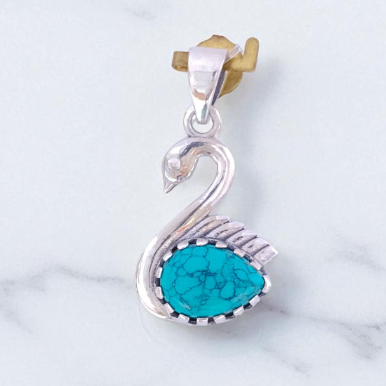 Wholesale Multi-Gemstone 925 Silver Graceful Swan Pendants | MYS P115