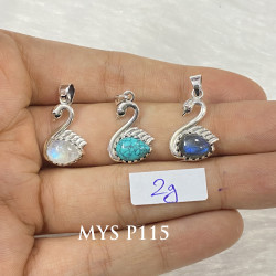 Wholesale Multi-Gemstone 925 Silver Graceful Swan Pendants | MYS P115