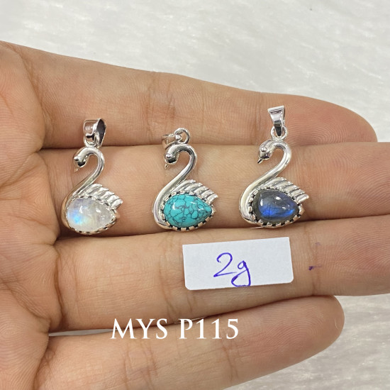 Wholesale Multi-Gemstone 925 Silver Graceful Swan Pendants | MYS P115