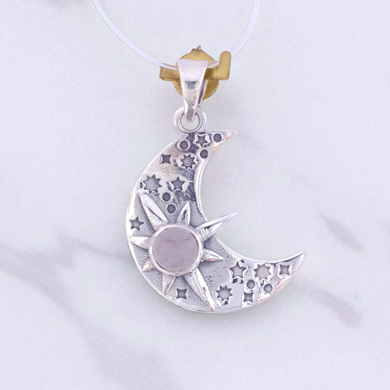 Wholesale Multi-Gemstone 925 Silver Crescent Moon Starburst Pendants | MYS P116 Wholesale Multi-Gemstone 925 Silver Crescent Moon Starburst Pendants | MYS P116