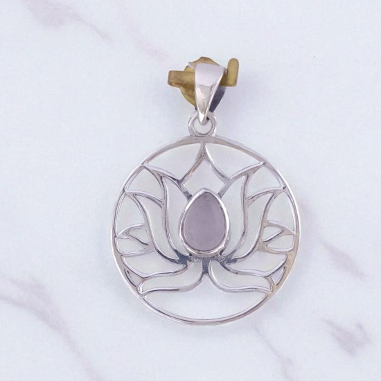 Wholesale Multi-Gemstone 925 Silver Blooming Lotus Circle Pendants | MYS P119