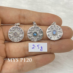 Wholesale Multi-Gemstone 925 Silver Nautical Compass Rose Pendants | MYS P120