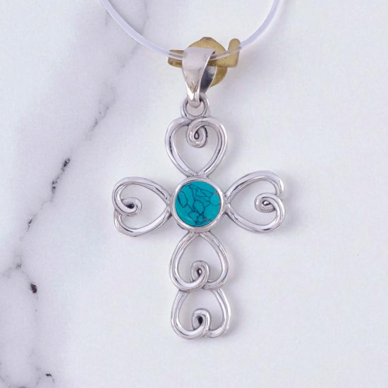 Wholesale Multi-Gemstone 925 Silver Filigree Heart Cross Pendants | MYS P122 Wholesale Multi-Gemstone 925 Silver Filigree Heart Cross Pendants | MYS P122