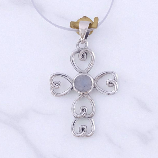 Wholesale Multi-Gemstone 925 Silver Filigree Heart Cross Pendants | MYS P122 Wholesale Multi-Gemstone 925 Silver Filigree Heart Cross Pendants | MYS P122