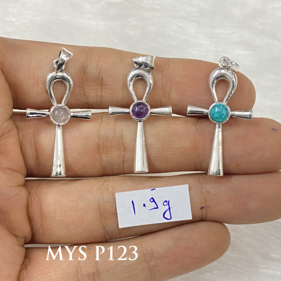 Wholesale Multi-Gemstone 925 Silver Egyptian Ankh Cross Pendants | MYS P123 Wholesale Multi-Gemstone 925 Silver Egyptian Ankh Cross Pendants | MYS P123