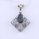 25 Sterling Silver Gemstone Pendant | Geometric Diamond Rhombus Filigree Scrollwork Pear-Cut Natural Turquoise & Labradorite Statement Charm (MYS P13) 25 Sterling Silver Gemstone Pendant | Geometric Diamond Rhombus Filigree Scrollwork Pear-Cut Natural Turquoise & Labradorite Statement Charm (MYS P13)