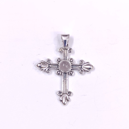 Wholesale 925 Sterling Silver Fleur-de-Lis Cross Pendant | Multi Gemstone Vintage Religious Jewelry (MYS P141)