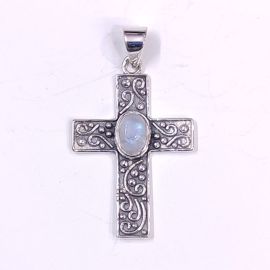 925 Sterling Silver Filigree Scroll Cross Pendant | Multi Gemstone Vintage Religious Jewelry (MYS P142) 925 Sterling Silver Filigree Scroll Cross Pendant | Multi Gemstone Vintage Religious Jewelry (MYS P142)