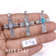 925 Sterling Silver Filigree Scroll Cross Pendant | Multi Gemstone Vintage Religious Jewelry (MYS P142) 925 Sterling Silver Filigree Scroll Cross Pendant | Multi Gemstone Vintage Religious Jewelry (MYS P142)