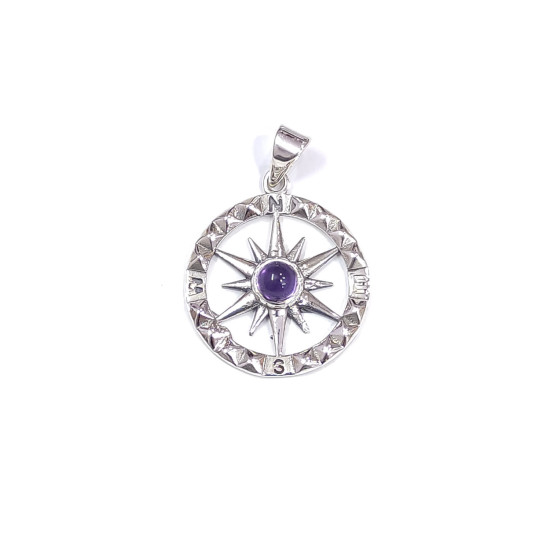 Wholesale 925 Sterling Silver Compass Rose Pendant | Multi Gemstone Nautical Travel Totem Jewelry (MYS P143) Wholesale 925 Sterling Silver Compass Rose Pendant | Multi Gemstone Nautical Travel Totem Jewelry (MYS P143)