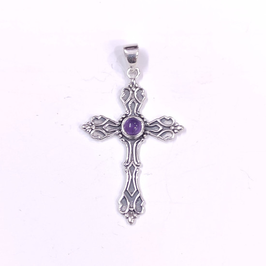 Wholesale 925 Sterling Silver Gothic Baroque Cross Pendant | Multi Gemstone Vintage Religious Jewelry (MYS P144) Wholesale 925 Sterling Silver Gothic Baroque Cross Pendant | Multi Gemstone Vintage Religious Jewelry (MYS P144)