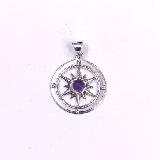 Wholesale 925 Sterling Silver Mariner's Compass Pendant | Multi Gemstone Minimalist Nautical Jewelry (MYS P145)