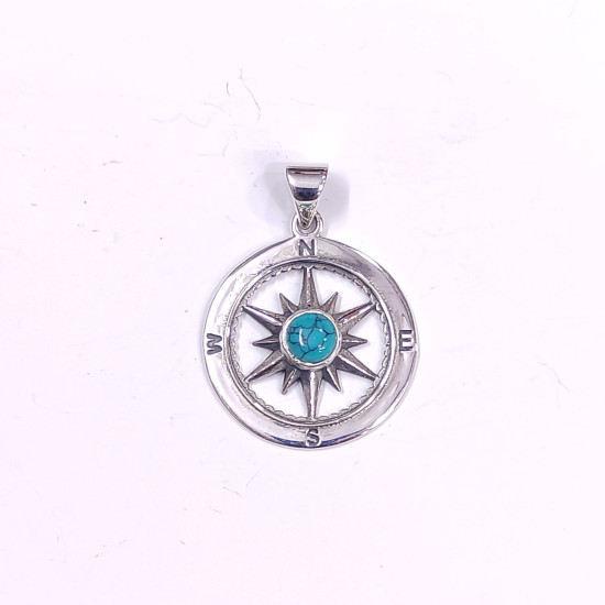 Wholesale 925 Sterling Silver Mariner's Compass Pendant | Multi Gemstone Minimalist Nautical Jewelry (MYS P145)