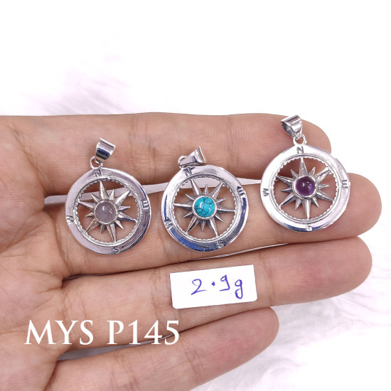 Wholesale 925 Sterling Silver Mariner's Compass Pendant | Multi Gemstone Minimalist Nautical Jewelry (MYS P145)
