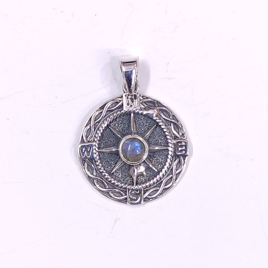 Wholesale 925 Sterling Silver Mariner's Compass Medallion | Multi Gemstone Vintage Travel Totem Jewelry (MYS P146) Wholesale 925 Sterling Silver Mariner's Compass Medallion | Multi Gemstone Vintage Travel Totem Jewelry (MYS P146)