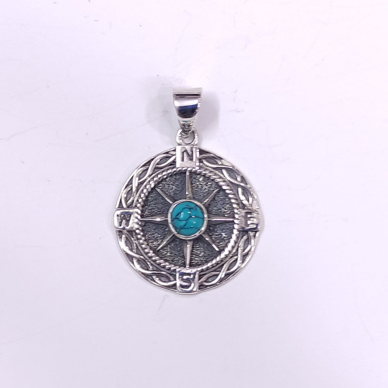 Wholesale 925 Sterling Silver Mariner's Compass Medallion | Multi Gemstone Vintage Travel Totem Jewelry (MYS P146) Wholesale 925 Sterling Silver Mariner's Compass Medallion | Multi Gemstone Vintage Travel Totem Jewelry (MYS P146)