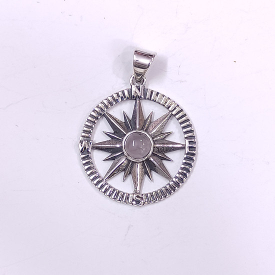 Wholesale 925 Sterling Silver Compass Rose Pendant | Multi Gemstone Nautical Travel Totem Jewelry (MYS P148) Wholesale 925 Sterling Silver Compass Rose Pendant | Multi Gemstone Nautical Travel Totem Jewelry (MYS P148)
