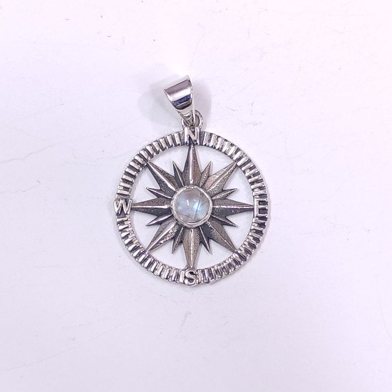 Wholesale 925 Sterling Silver Compass Rose Pendant | Multi Gemstone Nautical Travel Totem Jewelry (MYS P148) Wholesale 925 Sterling Silver Compass Rose Pendant | Multi Gemstone Nautical Travel Totem Jewelry (MYS P148)