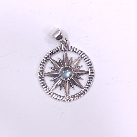 Wholesale 925 Sterling Silver Compass Rose Pendant | Multi Gemstone Nautical Travel Totem Jewelry (MYS P148) Wholesale 925 Sterling Silver Compass Rose Pendant | Multi Gemstone Nautical Travel Totem Jewelry (MYS P148)