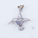 Wholesale 925 Sterling Silver Gemstone Pendant | Delicate Openwork Flying Hummingbird Pear-Cut Natural Rose Quartz & Rainbow Moonstone Charm (MYS P15)