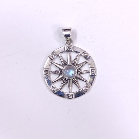 Wholesale 925 Sterling Silver Mariner's Compass Pendant | Multi Gemstone Studded Travel Totem Jewelry (MYS P150) Wholesale 925 Sterling Silver Mariner's Compass Pendant | Multi Gemstone Studded Travel Totem Jewelry (MYS P150)