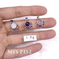 Naturla Multi Gemstone 925 Sterling Silver Light Weight Pendant High Polish Jewelry MYS P152