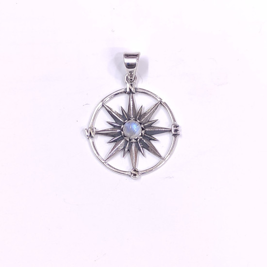 Wholesale 925 Sterling Silver Compass Rose Pendant | Multi Gemstone Minimalist Wire Frame Travel Jewelry (MYS P153) Wholesale 925 Sterling Silver Compass Rose Pendant | Multi Gemstone Minimalist Wire Frame Travel Jewelry (MYS P153)