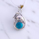 Wholesale 925 Sterling Silver Gemstone Pendant | Sculpted Crane Stork Heron Bird Natural Round Labradorite & Turquoise Statement Charm (MYS P16)