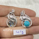 Wholesale 925 Sterling Silver Gemstone Pendant | Sculpted Crane Stork Heron Bird Natural Round Labradorite & Turquoise Statement Charm (MYS P16)