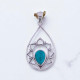 Wholesale 925 Sterling Silver Gemstone Pendant | Sacred Openwork Blooming Lotus Flower Teardrop Frame Pear-Cut Natural Rose Quartz & Turquoise Charm (MYS P19)