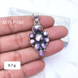 Wholesale 925 Sterling Silver Purple Copper Turquoise Vintage Cluster Pendant | MYS P190