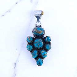 Wholesale 925 Sterling Silver Blue Copper Turquoise Vintage Cluster Pendant | MYS P191 Wholesale 925 Sterling Silver Blue Copper Turquoise Vintage Cluster Pendant | MYS P191