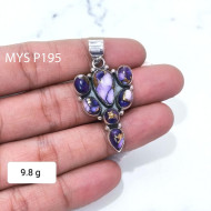 925 Sterling Silver Purple Copper Turquoise Vintage Cluster Pendant| MYS P195 925 Sterling Silver Purple Copper Turquoise Vintage Cluster Pendant| MYS P195