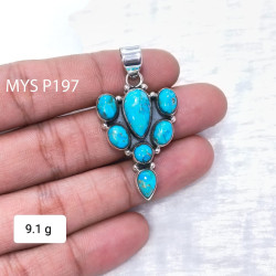 Wholesale 925 Sterling Silver Blue Turquoise Vintage Cluster Pendant| MYS P197
