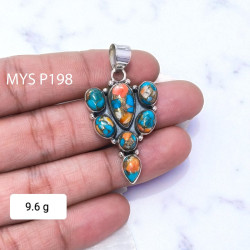 Oyster Turquoise Gemstone Handmade Design 925 Sterling Silver Fine Pendants| MYS P198