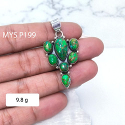 Wholesale 925 Sterling Silver Green Copper Turquoise Vintage Cluster Pendant| MYS P199