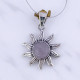 Wholesale 925 Sterling Silver Gemstone Pendant | Celestial Sunburst Radiant Rays Natural Rose Quartz & Turquoise Cabochon Charm (MYS P2) Wholesale 925 Sterling Silver Gemstone Pendant | Celestial Sunburst Radiant Rays Natural Rose Quartz & Turquoise Cabochon Charm (MYS P2)