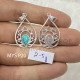 Wholesale 925 Sterling Silver Gemstone Pendant | Sacred Openwork Blooming Lotus Flower Teardrop Frame Pear-Cut Natural Rose Quartz & Turquoise Charm (MYS P20)