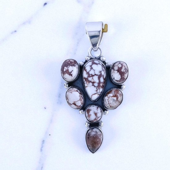 Wild Horse Jasper Vintage Cluster Wholesale 925 Sterling Silver Pendant |MYS P201 Wild Horse Jasper Vintage Cluster Wholesale 925 Sterling Silver Pendant |MYS P201
