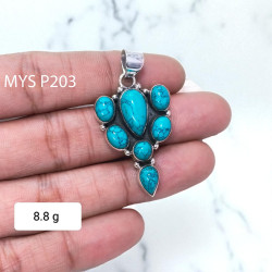 925 Sterling Silver Turquoise Gemstone Pendants Bulk Wholesale Fine Handmade Jewelry |MYS P203