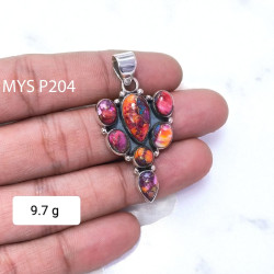 Wholesale Good Quality Pink Oyster Turquoise Gemstone 925 Silver Fine Pendants|MYS P204