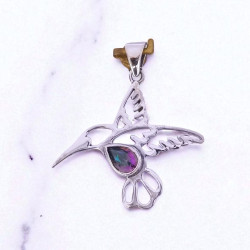 Wholesale 925 Sterling Silver Hummingbird Pendant | Mystic Quartz Nature Jewelry (MYS P207 Wholesale 925 Sterling Silver Hummingbird Pendant | Mystic Quartz Nature Jewelry (MYS P207