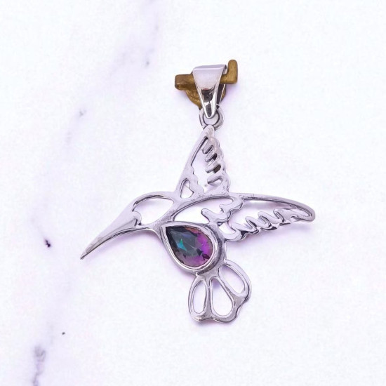 Wholesale 925 Sterling Silver Hummingbird Pendant | Mystic Quartz Nature Jewelry (MYS P207 Wholesale 925 Sterling Silver Hummingbird Pendant | Mystic Quartz Nature Jewelry (MYS P207