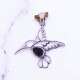 925 Sterling Silver Hummingbird Pendant | Natural Black Onyx Nature Jewelry (MYS P209 925 Sterling Silver Hummingbird Pendant | Natural Black Onyx Nature Jewelry (MYS P209