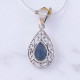 Wholesale 925 Sterling Silver Gemstone Pendant | Vintage Openwork Teardrop Filigree Scrollwork Pear-Cut Natural Labradorite & Amethyst Charm (MYS P21) Wholesale 925 Sterling Silver Gemstone Pendant | Vintage Openwork Teardrop Filigree Scrollwork Pear-Cut Natural Labradorite & Amethyst Charm (MYS P21)