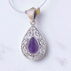 Wholesale 925 Sterling Silver Gemstone Pendant | Vintage Openwork Teardrop Filigree Scrollwork Pear-Cut Natural Labradorite & Amethyst Charm (MYS P21) Wholesale 925 Sterling Silver Gemstone Pendant | Vintage Openwork Teardrop Filigree Scrollwork Pear-Cut Natural Labradorite & Amethyst Charm (MYS P21)