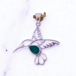 Wholesale 925 Sterling Silver Hummingbird Pendant | Natural Emerald Nature Jewelry (MYS P211) Wholesale 925 Sterling Silver Hummingbird Pendant | Natural Emerald Nature Jewelry (MYS P211)