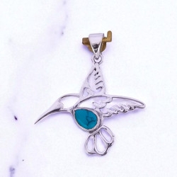 Wholesale 925 Sterling Silver Hummingbird Pendant | Natural Turquoise Nature Jewelry (MYS P214) Wholesale 925 Sterling Silver Hummingbird Pendant | Natural Turquoise Nature Jewelry (MYS P214)