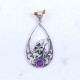 Wholesale 925 Sterling Silver Howling Wolf Pendant | Natural Amethyst Moon Teardrop Jewelry (MYS P216) Wholesale 925 Sterling Silver Howling Wolf Pendant | Natural Amethyst Moon Teardrop Jewelry (MYS P216)