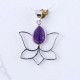 Wholesale 925 Sterling Silver Gemstone Pendant | Minimalist Openwork Blooming Lotus Petal Pear-Cut Natural Amethyst & Rainbow Moonstone Charm (MYS P22) Wholesale 925 Sterling Silver Gemstone Pendant | Minimalist Openwork Blooming Lotus Petal Pear-Cut Natural Amethyst & Rainbow Moonstone Charm (MYS P22)